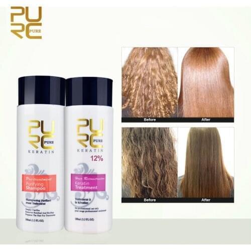 PURC 12% Formalin Keratin Hair Treatment and Purifying Shampoo Set Brazilian Keratin Hair Care Products Free Shipping