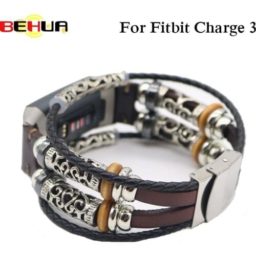 Retro Leather Strap Bracelet for Fitbit Charge 3 Strap Replacement Watch Band for Fitbit Charge 4 Smart Watchband Accessories