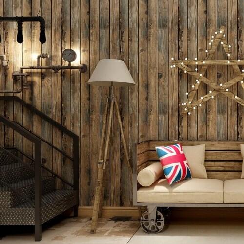 Peel And Stick Wallpaper Self-adhesive Wood Plank Wallpaper Retro Faux Wood Grain Roll Removable Vinyl Wall Covering For Restaur