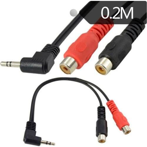 3.5mm Male Plug Right Angled to Dual RCA Female Adapter Audio Y Cable New 0.2m