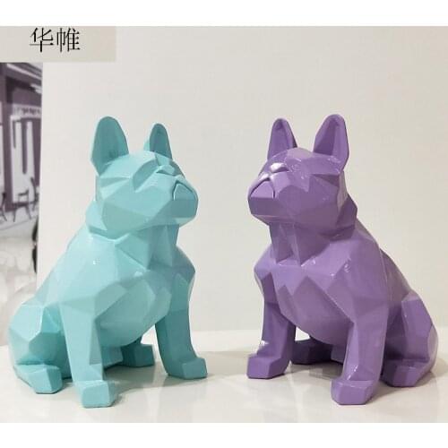 Nordic abstract geometric resin dog statue modern minimalist French bulldog sculpture animal statue ornament, craft Decorations
