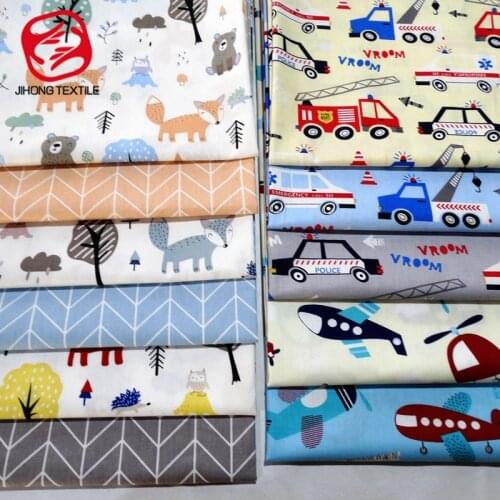 Pure Cotton Twill Engineering Vehicle Aircraft Printing Fabric For Boys Handmade Patchwork Sewing Items Decorative Cloth