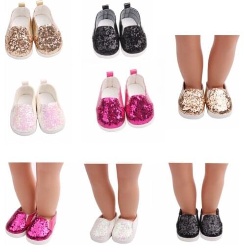 High Quality 1 Pair 43 cm Baby Sequins Doll Shoes Suitable For 18inch Doll Toy Sport Boots Doll Accessories Toy Accessories