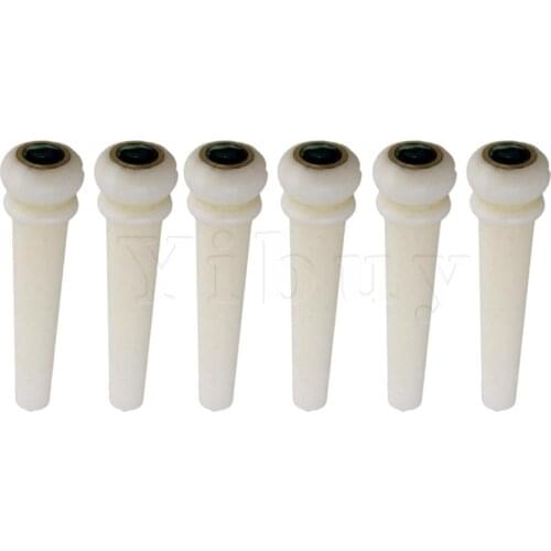 Yibuy 1 Set of 6 Cattle Bone Guitar Pins Abalone Dot / Copper Circle Skirt 5.33mm