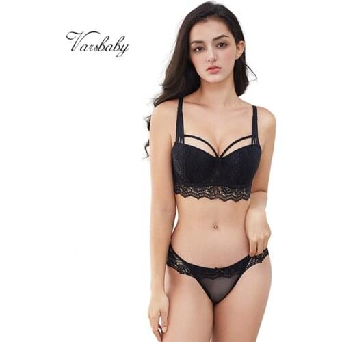 Varsbaby Women Sexy Lace Floral Brassiere Adjusted-straps Underwear Push Up Bra Sets