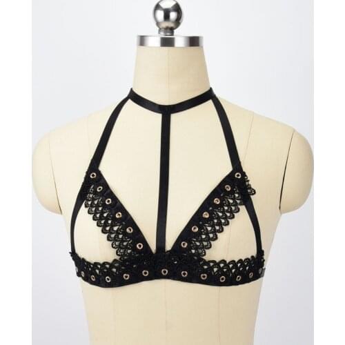 Lace Flower Harness Bra Cage Bondage Harness Belt Women Party Carnival Crop Top body cage Wear Body Harness Bralette Lingerie