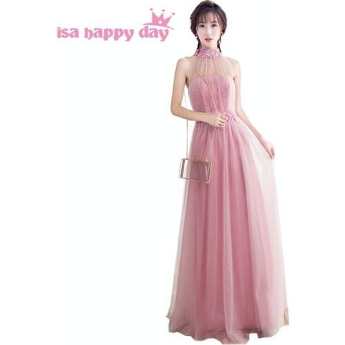 Ladies sparkly halter prom formal long latest fashion women party dresses 2020 midnight blush tulle dress girl ball gown H3918