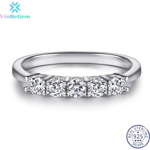 Vinregem 100% 925 Sterling Silver Created Moissanite Diamonds Gemstone Wedding Engagement Ring For Women Fine Jewelry Wholesale
