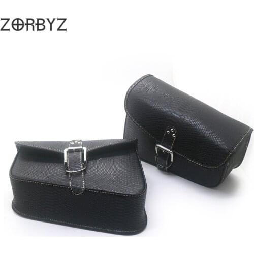 ZORBYZ Black Crocodile Synthetic Leather Saddlebags Saddle Luggage Side Bag For Harley Sportster 883 1200XL