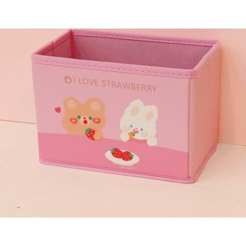 1pcs Cartoon Desktop Receiving Box Can Be Used At Receiving Clothes, Toys, Such As Cute Girl Folding Cosmetics Receiving Basket