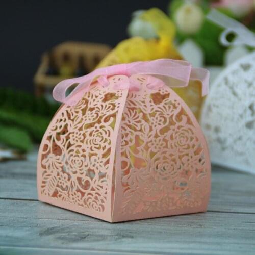 10pcs/lot Laser Cut Flower Dragees Candy Box Wedding Communion Decoration Favors and Gifts Chocolate Cookie Wrapping Supplies