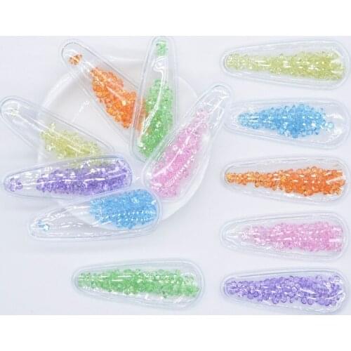 12Pcs 6CM Transparent PVC Filling Shake Diamond Applique with Slot for DIY Baby Girl Headwear Hair Clips Decor Accessories P40