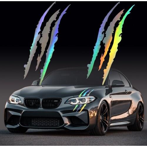 HungMieh 2pcs Claw Marks Car Stickers Holographic Monster Scratch Car Decal Vinyl Graphic for Car Headlight Sports 40*12cm
