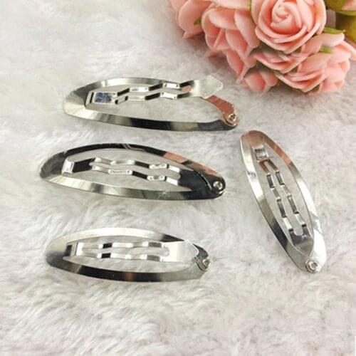 20pcs/lot Oval BB Snap Barrettes Hairwear Hairgrips Hair Clip Silver Color For DIY Jewelry Making Material