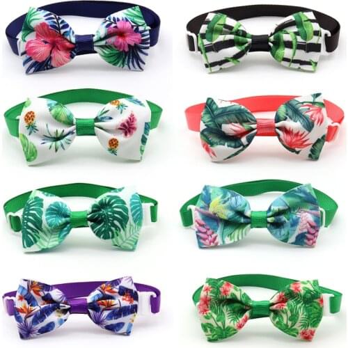 30/50 Pcs Pet Accessories Dog Bowtie Tropical Plant Flower Summer Dog Accessories Pet Bow tie Adjustable Size Dog Necktie