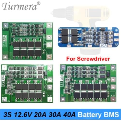 3S 12.6V 20A 30A 40A Screwdriver Battery BMS for 12V Li-ion 18650 Battery Protection Board BMS PCM or 3s Lithium Battery Pack