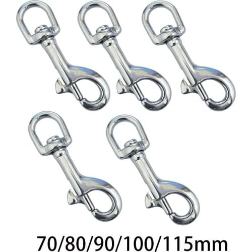 5PCS 316 Stainless Steel 70/80/90/100/115mm Swivel Eye Snap Hook Dive Single Ended Swivel Eye Bolt Hook Buckle & Pet Chains