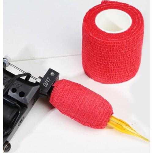 Tattoo Grip Bandage Cover Wrap 5Pcs 5cm Self Adhesive Nonwoven for Tattoo Handle Tube Non-slip Waterproof Finger Protection Tool