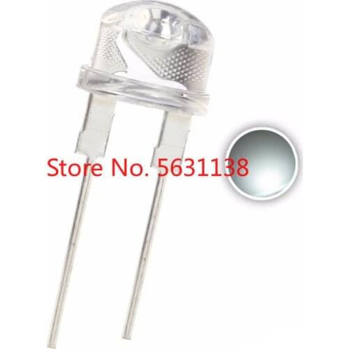 50PCS 8MM Straw Hat chip LED White 0.5W 120mA Lamp Water Clear 32-35lm DIP-2 2 PINS Ultra Bright Lgiht Beads power led cree leds