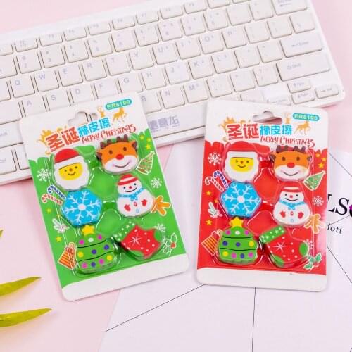 6 pcs/1 Set Christmas Eraser Cartoon Cute Erasers for Kids Korea Stationery Kawaii School Supplies Student Prize Christmas Gifts