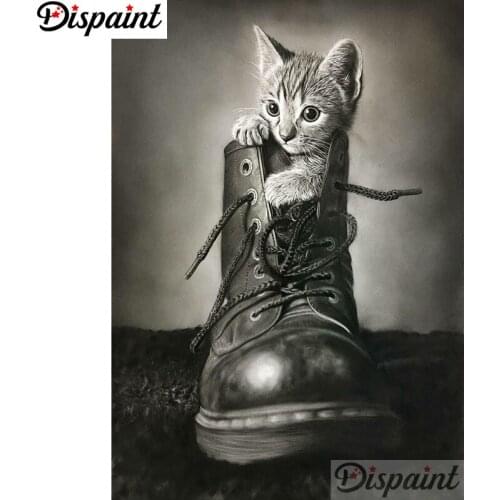 Dispaint 5D Diamond "Animal cat shoes" Diamond Embroidery Full Round/ Square Diy Diamond Painting Cross Stitch Home Decor A27703