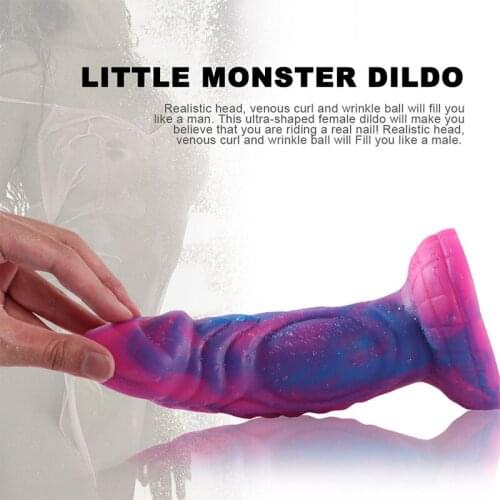Chic style Dildo Liquid Silicone Texture Sucker Rose Red with Blue Big Dick Animal Anal Dildo Sex Toys For Couples