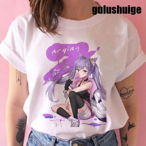 Manga Genshin Impact T-shirt Kawaii Harajuku Streetwear T Shirt FunnyGraphic Cute Anime Unisex Tshirt Hip Hop Top Tee Men Women