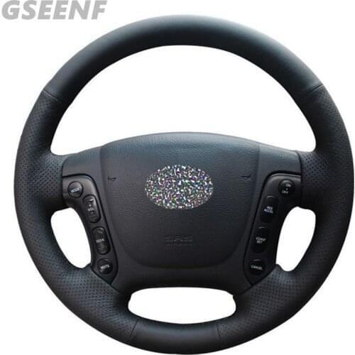 DIY Hand-Sewing Artificial Leather Car Steering Wheel Covers For Hyundai Santa Fe 2012 2011 2010 2009 2008 2007