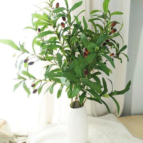 Artificial Olive Branch Green Plant Flower Arrangement Accessories Living Room Office Decoration 5 Forks Fake Plant Home Decor