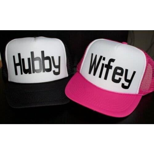 Custom Hubby and Wifey wedding Newlywed Honeymoon hats bride groom Mesh Trucker Snapback trucker caps party favors decoration