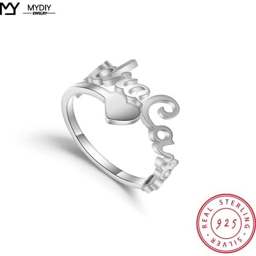 MYDIY 925 Sterling Silver Dainty Custom Name Initial Letters Rings For Women Name Rings Adjustable 2021 Trend New Jewelry