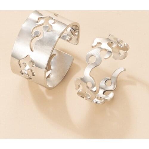 2 pcs/set European and American Bohemian Ring Hollow Personalized Letters LOVE Simple Womans Ring Accessories Jewelry