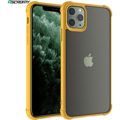 Matte Case For iPhone 11 Pro Max XS X XR 8 Plus 7 6 6S Transparent Shockproof Silicone Cover Yellow Luxury Phone Accessories