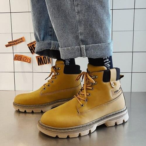 Men Martin Boots British Style Autumn New Fashion Mens Tooling Boots Leather Trend Mens Work Boots Tide