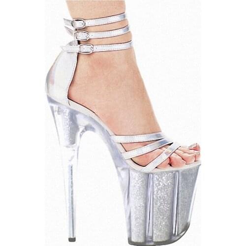 Summer New style Open Toe Concise Roman Ankle Strap Crystal 8 inches Party Sexy Fetish 20cm novelty Dress Nightclub Pole Dance