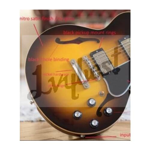 Wholesale lvybest electric guitar own logo, dots inlay,cream binding, one piece neck,small pin bridge, tobacco burst color