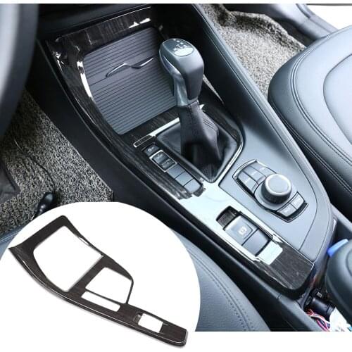 Black Wood Grain ABS Upgraded Version Center Console Gear Shift Panel Trim for BMW X1 X2 F48 F47 2016-19 LHD Vehicles Accessory