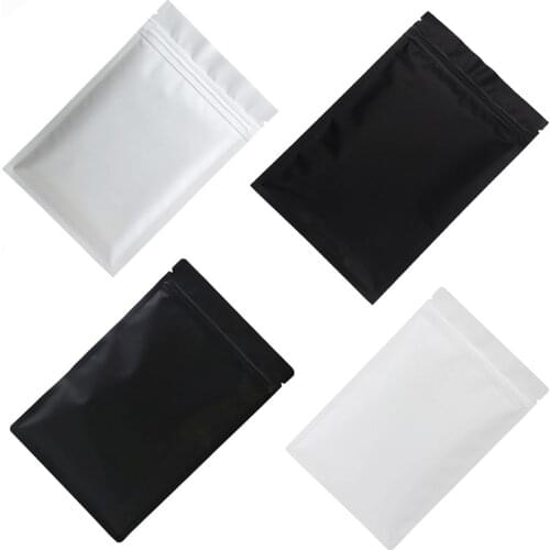 Thick 50pcs Matte Black White Smell Proof Zip Lock Plastic Bag Food Powder Package Pouch Aluminum Foil Mylar Heat Seal Zip Bags