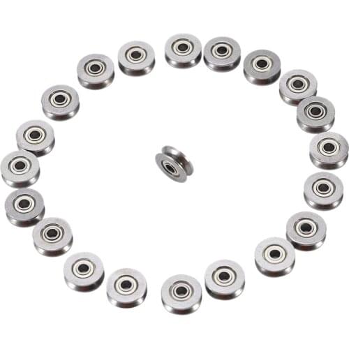 SHGO HOT-20Pcs V Groove Bearing 3X12X4mm Carbon Steel Durable V Groove Ball Bearing Pulley for Rail Track Linear Motion Systems
