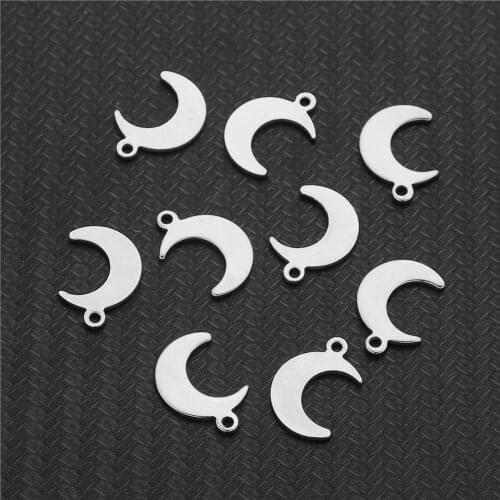 50Pcs Stainless Steel Star&Moon Shaped Stamping Pendants Blank Tags Pendants Findings for Jewelry Making Accessories