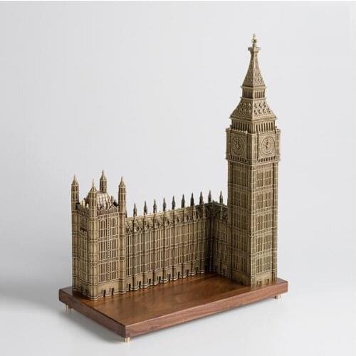 23in Chinese Art Deco Pure Brass London parliament house Big Ben sculpture Decoration Home Furnishings GiftStatue