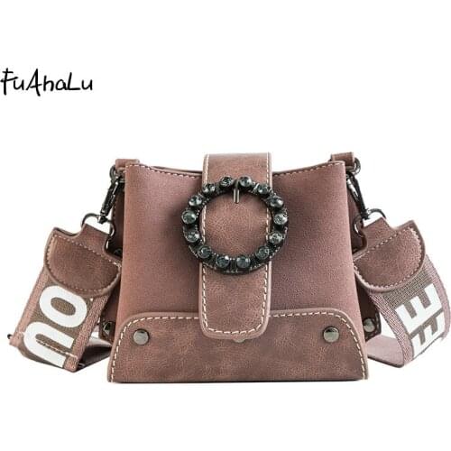 FuAhaLu luxury handbags women bags designer fashion lock bucket bag crossbody bags for women