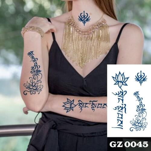 1Pcs Herbal Extracts Juice Lotus Totem Tattoos Body Art Waterproof Temporary Tattoo Sticker For Men Women