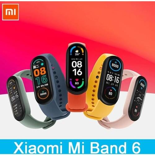 Global Version Xiaomi Mi Band 6 Wristband Heart Rate Fitness Tracker Miband 6 1.56 " AMOLED Screen Smart Band 5 Color Bracelet