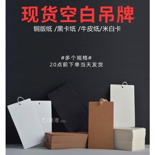 A pack of 500 pieces Blank spot clothing tag general price tag material tag customized design black and white cardboa