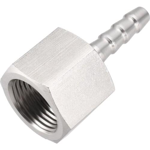 Uxcell 1Pcs Stainless Steel Barb Hose Fitting Connector Adapter 6mm Barbed X PT3/8 Female Pipe connect for air water fuel