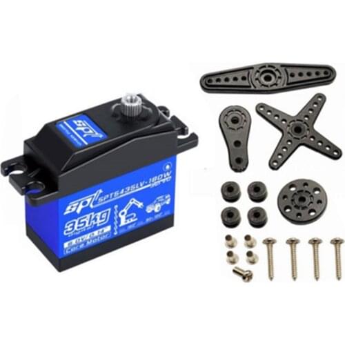 4.8V-6.0V 90 degree Remote Control Angle Waterproof Metal Gear SPT 35KG Large Torque Digital Servo for RC Car SCX10 TRX4