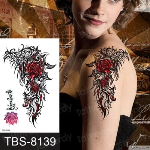Temporary tattoo for women henna stickers for arm sleeve hands rose flower lotus mandala tattoo sticker black tattoo jewelry