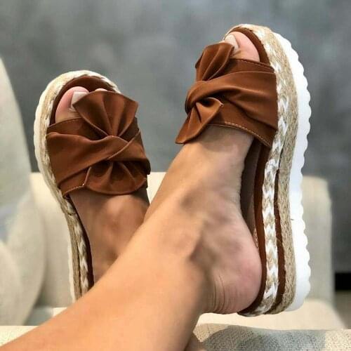 Slippers ladies plus size sandals and slippers summer sandals bowknot platform slippers women floral beach