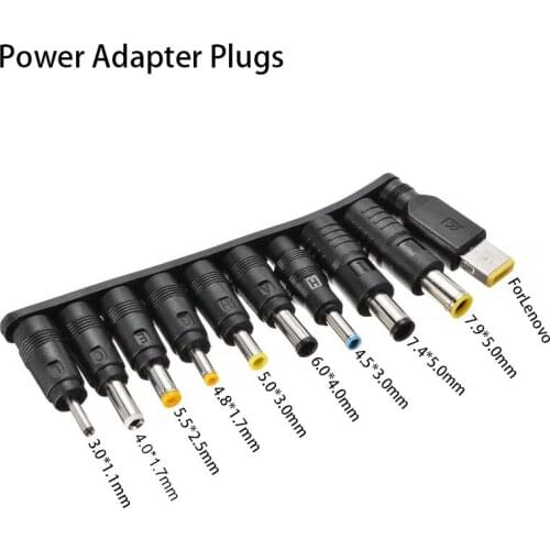 1set 10pcs/lot Multi-type Male Jack for Laptop Notebook DC Power Supply Adapter Charger Plugs Universal Chargers Adaptor Tips
